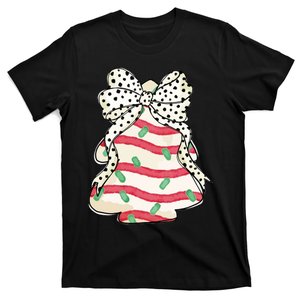 Christmas Tree Cake Coquette Dalmatian Bow T-Shirt