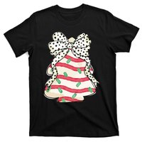 Christmas Tree Cake Coquette Dalmatian Bow T-Shirt