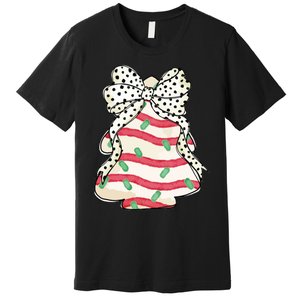 Christmas Tree Cake Coquette Dalmatian Bow Premium T-Shirt