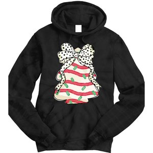 Christmas Tree Cake Coquette Dalmatian Bow Tie Dye Hoodie