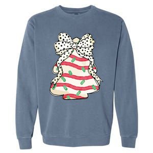 Christmas Tree Cake Coquette Dalmatian Bow Garment-Dyed Sweatshirt