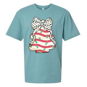 Christmas Tree Cake Coquette Dalmatian Bow Sueded Cloud Jersey T-Shirt