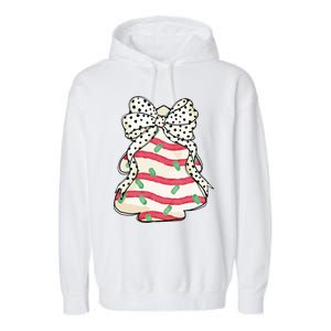 Christmas Tree Cake Coquette Dalmatian Bow Garment-Dyed Fleece Hoodie