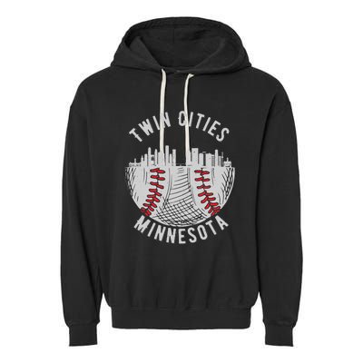 Cool Twin Cities Minnesota MN Baseball Skyline St. Paul MPLS Garment-Dyed Fleece Hoodie