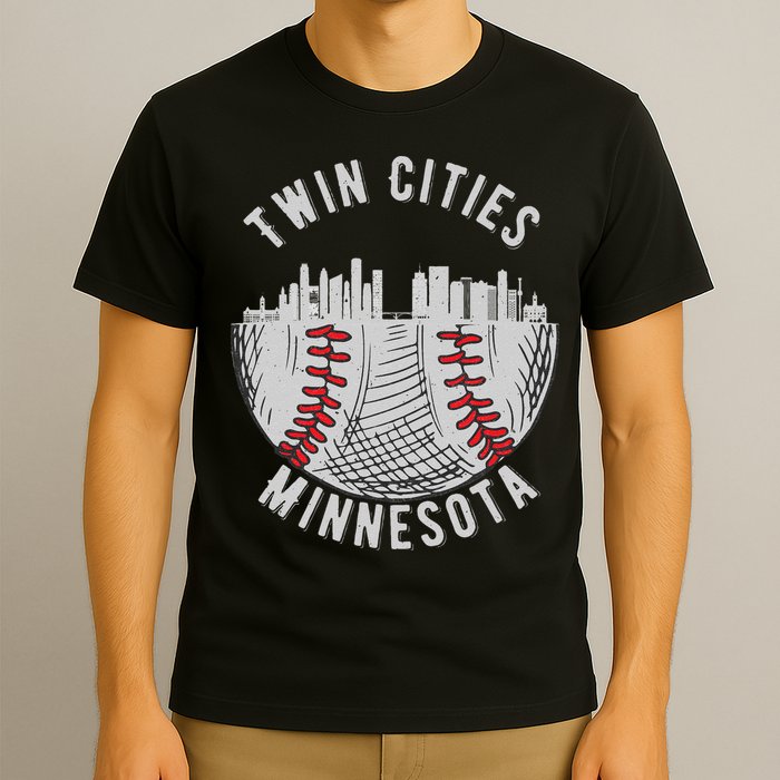 Cool Twin Cities Minnesota MN Baseball Skyline St. Paul MPLS T-Shirt