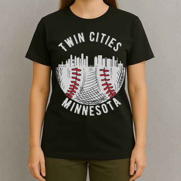 Cool Twin Cities Minnesota MN Baseball Skyline St. Paul MPLS T-Shirt