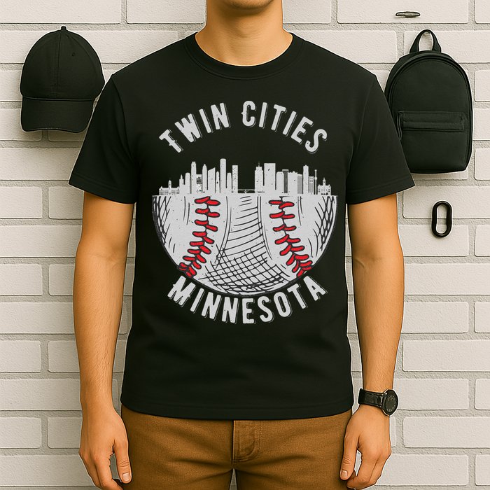 Cool Twin Cities Minnesota MN Baseball Skyline St. Paul MPLS T-Shirt