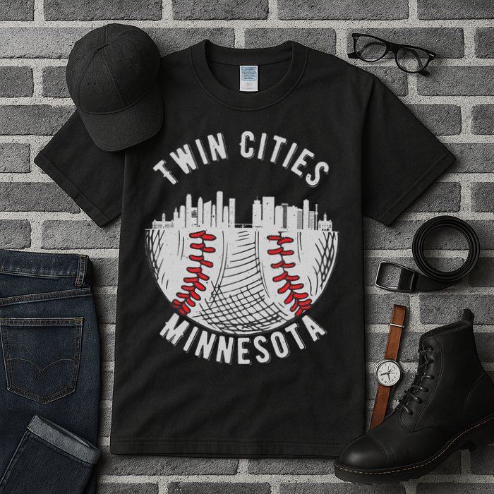 Cool Twin Cities Minnesota MN Baseball Skyline St. Paul MPLS Tall T-Shirt