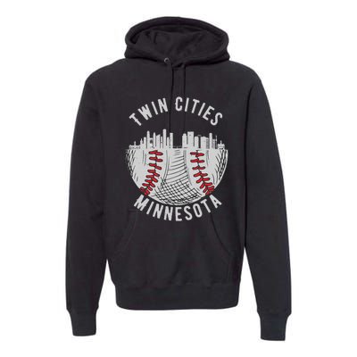 Cool Twin Cities Minnesota MN Baseball Skyline St. Paul MPLS Premium Hoodie