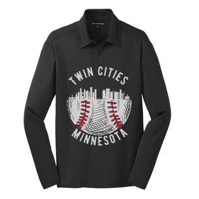 Cool Twin Cities Minnesota MN Baseball Skyline St. Paul MPLS Silk Touch Performance Long Sleeve Polo