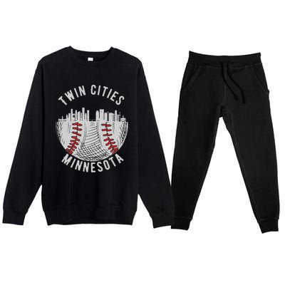 Cool Twin Cities Minnesota MN Baseball Skyline St. Paul MPLS Premium Crewneck Sweatsuit Set