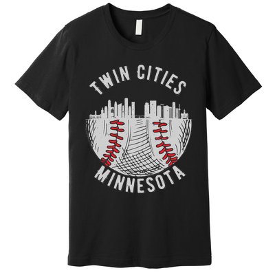 Cool Twin Cities Minnesota MN Baseball Skyline St. Paul MPLS Premium T-Shirt