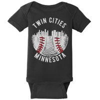 Cool Twin Cities Minnesota MN Baseball Skyline St. Paul MPLS Baby Bodysuit