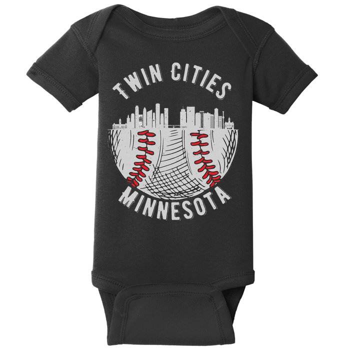 Cool Twin Cities Minnesota MN Baseball Skyline St. Paul MPLS Baby Bodysuit