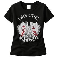 Cool Twin Cities Minnesota MN Baseball Skyline St. Paul MPLS Womens T-Shirt