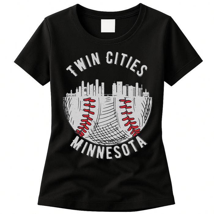 Cool Twin Cities Minnesota MN Baseball Skyline St. Paul MPLS Womens T-Shirt