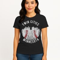 Cool Twin Cities Minnesota MN Baseball Skyline St. Paul MPLS Womens T-Shirt