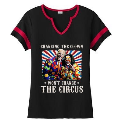 Changing The Clown WonT Change The Circus Kamala Clown Ladies Halftime Notch Neck Tee