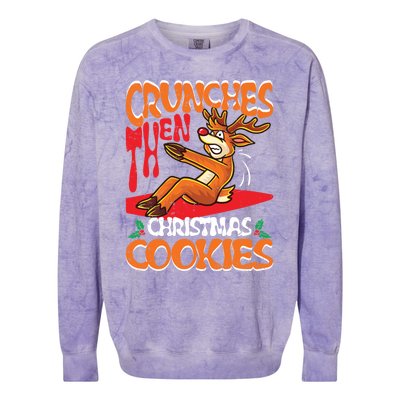 Crunches Then Christmas Cookies Reindeer Gym Merry Liftmas Gift Colorblast Crewneck Sweatshirt