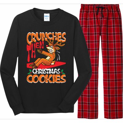 Crunches Then Christmas Cookies Reindeer Gym Merry Liftmas Gift Long Sleeve Pajama Set