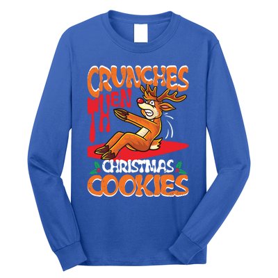 Crunches Then Christmas Cookies Reindeer Gym Merry Liftmas Gift Long Sleeve Shirt