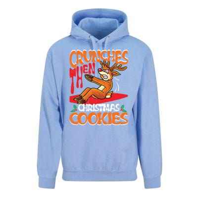 Crunches Then Christmas Cookies Reindeer Gym Merry Liftmas Gift Unisex Surf Hoodie