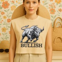Crypto Trader Cryptocurrency Investor Day Trading Bullish Garment-Dyed Women's Muscle Tee