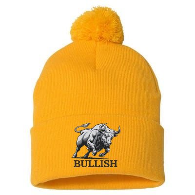 Crypto Trader Cryptocurrency Investor Day Trading Bullish Pom Pom 12in Knit Beanie