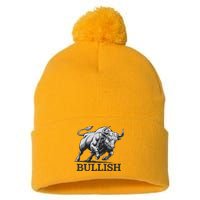 Crypto Trader Cryptocurrency Investor Day Trading Bullish Pom Pom 12in Knit Beanie