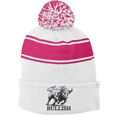 Crypto Trader Cryptocurrency Investor Day Trading Bullish Stripe Pom Pom Beanie