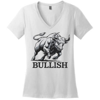 Crypto Trader Cryptocurrency Investor Day Trading Bullish Women's V-Neck T-Shirt
