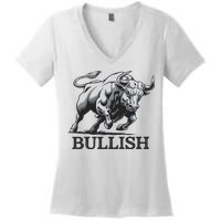 Crypto Trader Cryptocurrency Investor Day Trading Bullish Women's V-Neck T-Shirt