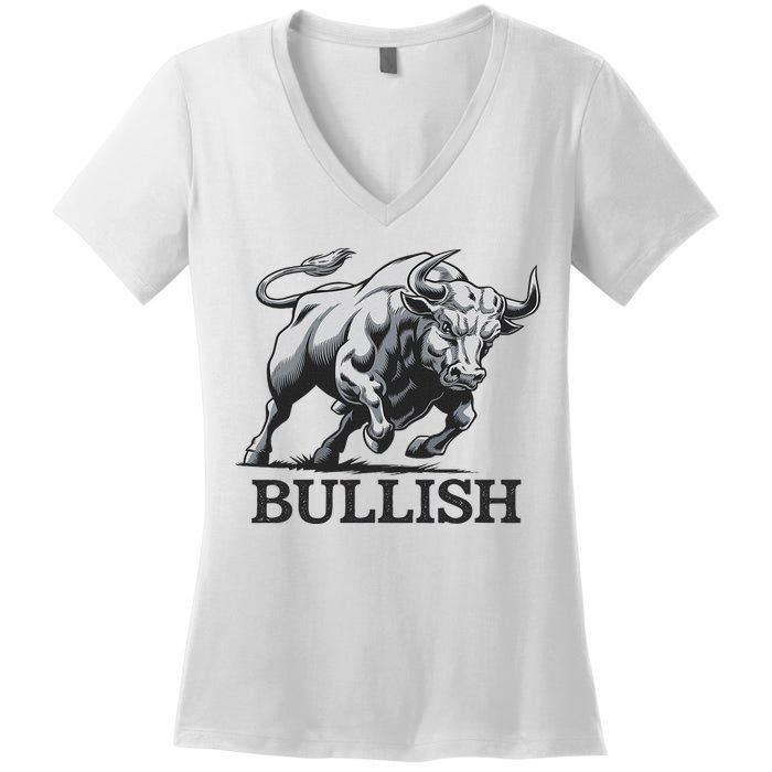 Crypto Trader Cryptocurrency Investor Day Trading Bullish Women's V-Neck T-Shirt