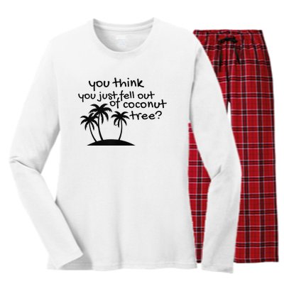 Coconut Tree Campaign Slogan 24 Kamala Statement Democrat Women's Long Sleeve Flannel Pajama Set 