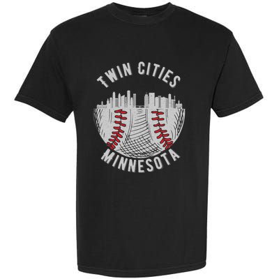 Cool Twin Cities Minnesota MN Baseball Skyline St. Paul-MPLS Garment-Dyed Heavyweight T-Shirt