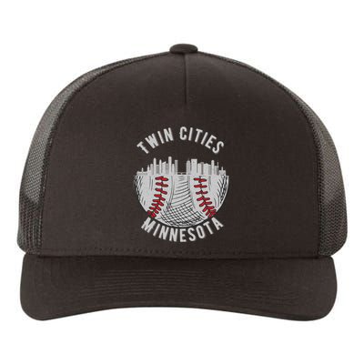 Cool Twin Cities Minnesota MN Baseball Skyline St. Paul-MPLS Yupoong Adult 5-Panel Trucker Hat