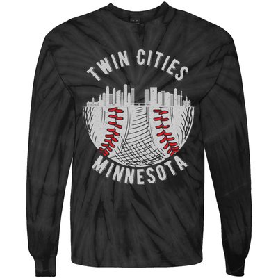 Cool Twin Cities Minnesota MN Baseball Skyline St. Paul-MPLS Tie-Dye Long Sleeve Shirt