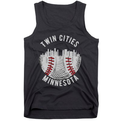 Cool Twin Cities Minnesota MN Baseball Skyline St. Paul-MPLS Tank Top