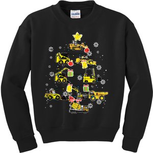 Construction Trucks Christmas Tree Xmas Kids Sweatshirt