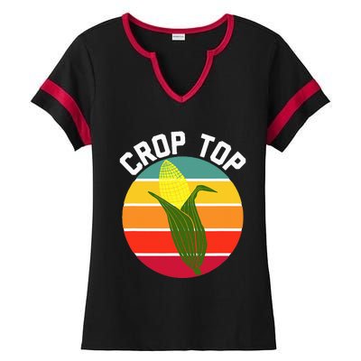 Crop Top Country Fair Joke Pun Corn On The Cob Corny Ladies Halftime Notch Neck Tee