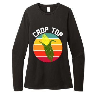 Crop Top Country Fair Joke Pun Corn On The Cob Corny Womens CVC Long Sleeve Shirt