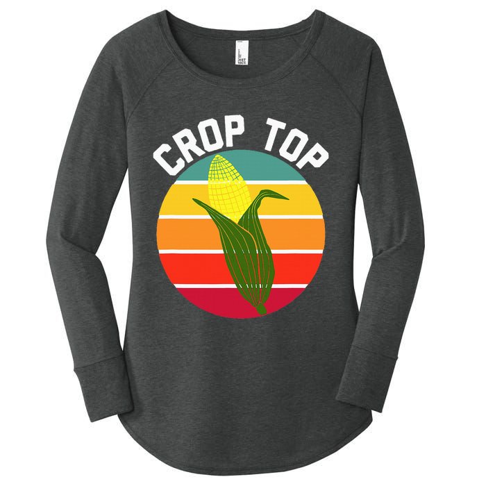 Crop Top Country Fair Joke Pun Corn On The Cob Corny Women's Perfect Tri Tunic Long Sleeve Shirt