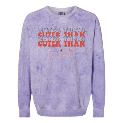 Cuter Than Cupid Groovy Retro Valentine's Day Gift Colorblast Crewneck Sweatshirt