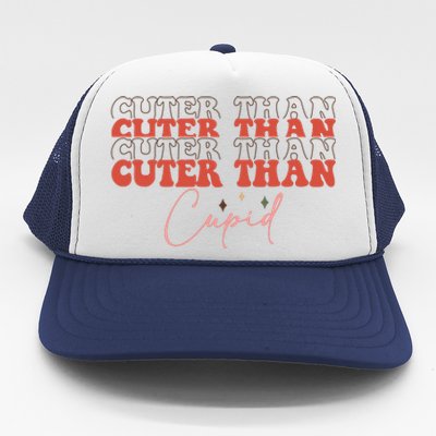 Cuter Than Cupid Groovy Retro Valentine's Day Gift Trucker Hat