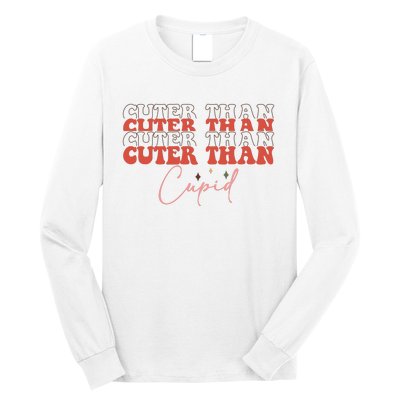 Cuter Than Cupid Groovy Retro Valentine's Day Gift Long Sleeve Shirt