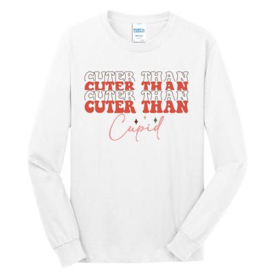 Cuter Than Cupid Groovy Retro Valentine's Day Gift Tall Long Sleeve T-Shirt