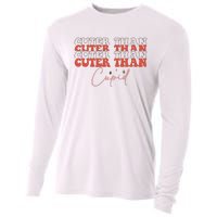 Cuter Than Cupid Groovy Retro Valentine's Day Gift Cooling Performance Long Sleeve Crew