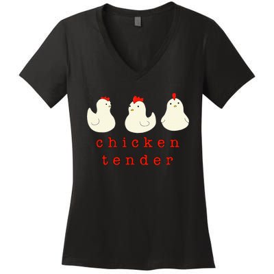 Chicken Tender Chicken Lady Farm Women's V-Neck T-Shirt