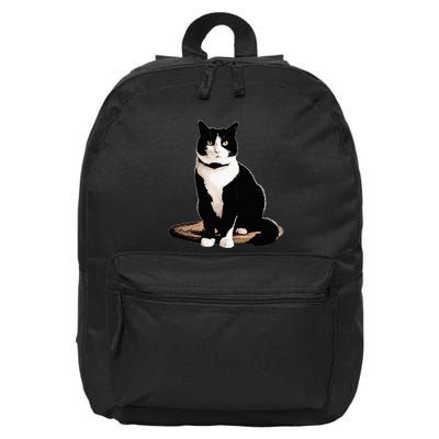 Cat Tuxedo Cat   Black Small Short Sleeve Classic Fit Tuxedo Cat Design 16 in Basic Backpack