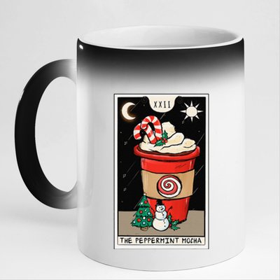 Christmas Tarot Card The Peppermint Mocha Coffee Lover Cafe 11oz Black Color Changing Mug